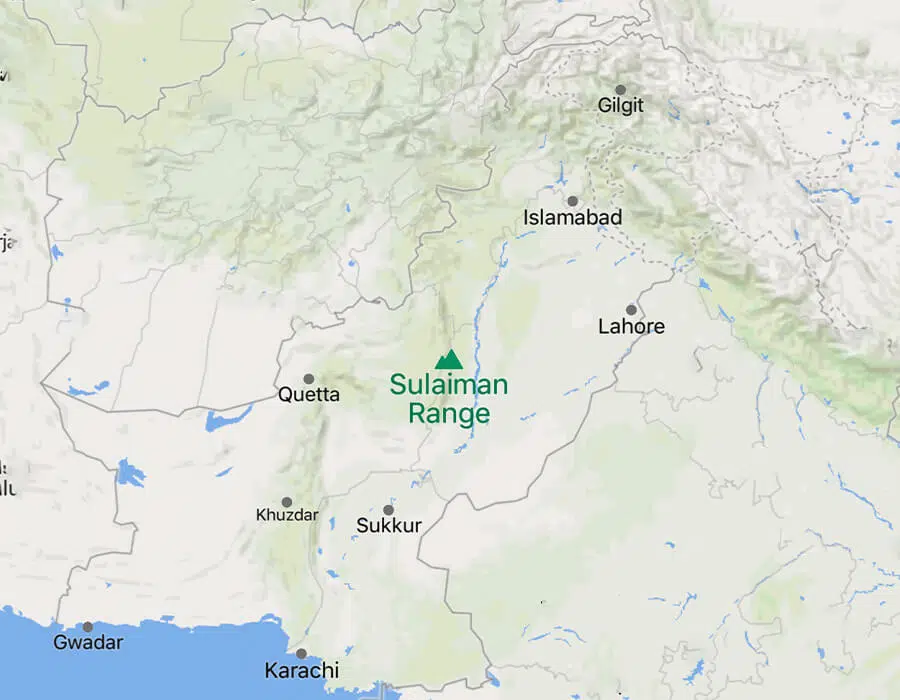 Sulaiman Range map- Western Mountain Ranges of Pakistan