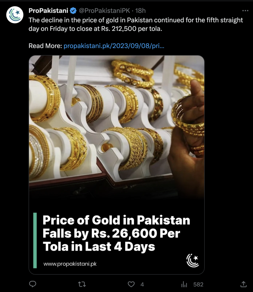 gold prices in pakistan